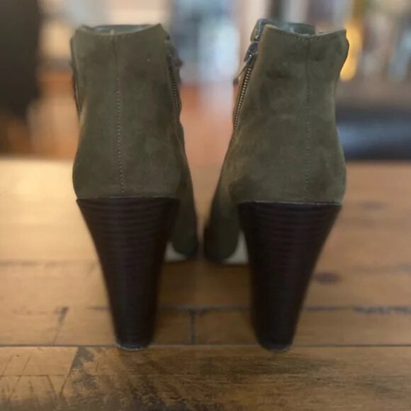 JustFab Olive Green Block Heeled Booties - Picture 3 of 4